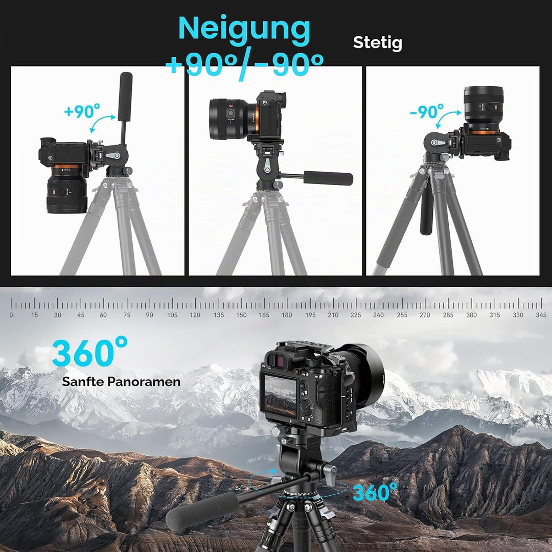 SMALLRIG Video Head Videokopf für Vertikale/Horizontale Aufnahmen, Tripod Stativ-Schwenk-Neige-Fluid
