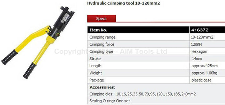KATSU Hydraulische Crimpzange 12T mit 8 Sätzen der Crimpformen 10-120 mm², Manuelles Hochdruck Hydra