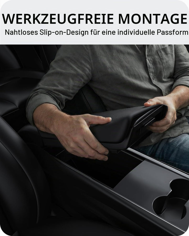 BASENOR Tesla Model 3 Model Y Mittelkonsole Abdeckung TPE Armlehnenabdeckung rutschfeste Schutzabdec
