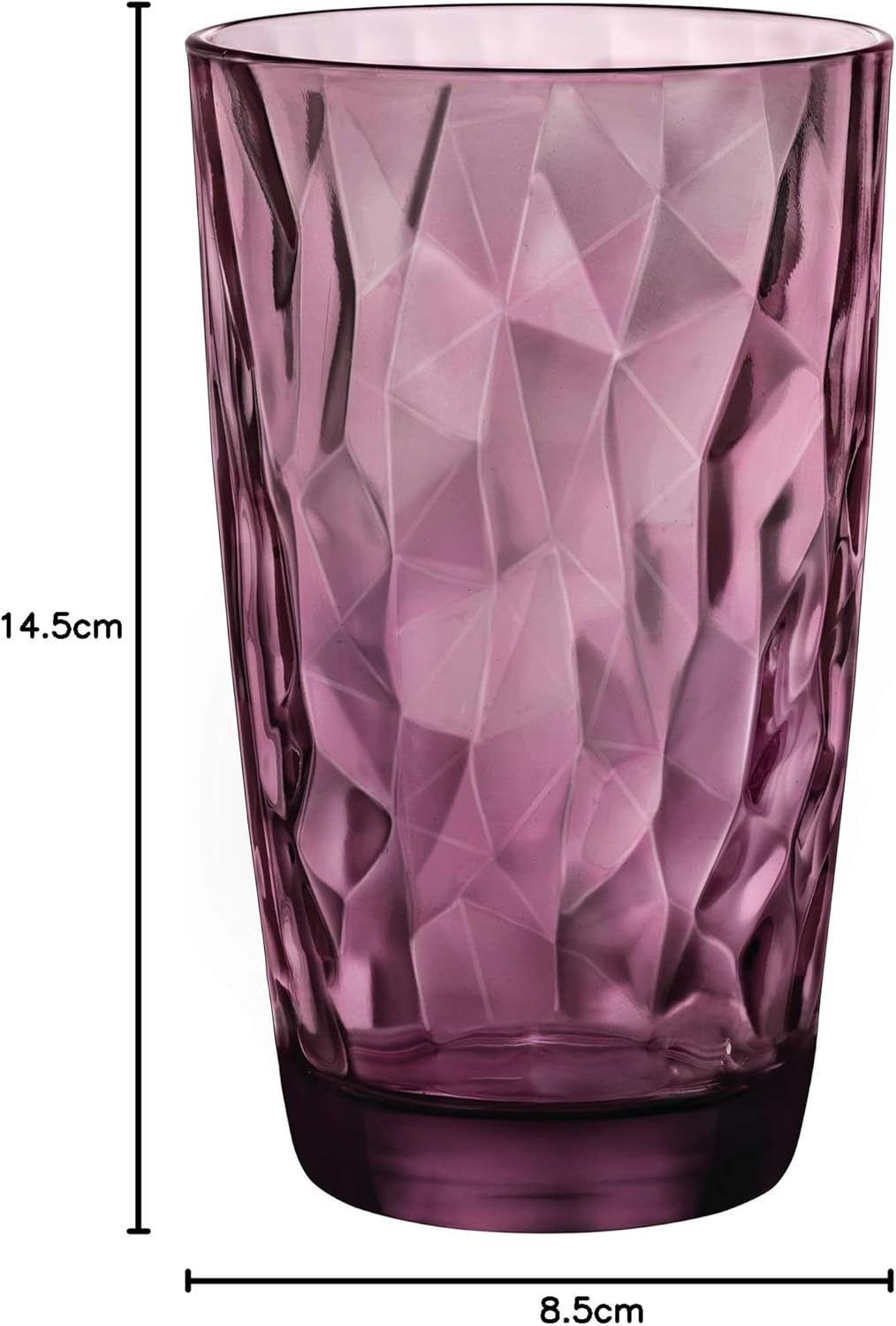 Bormioli Rocco 350270 Diamond Rock Purple Longdrinkglas, 470 ml, Glas, lila, 6 Stück Longdrink 470ml