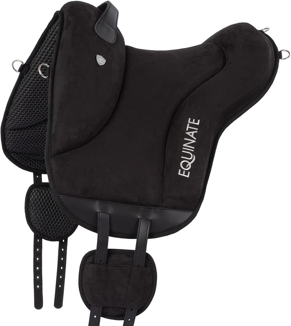 Equinate Reitpad Newfield aus synthetischem Wildleder Pony Schwarz - Bareback Pad mit pflegeleichter