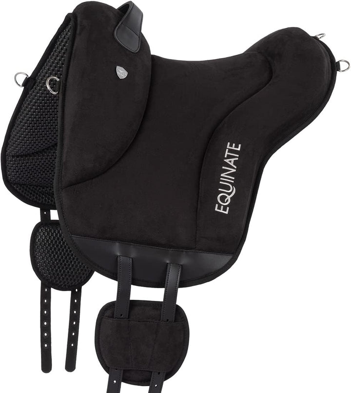 Equinate Reitpad Newfield aus synthetischem Wildleder Pony Schwarz - Bareback Pad mit pflegeleichter