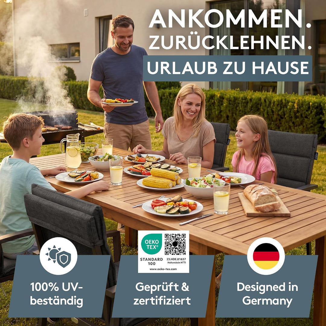 LILENO HOME Gartenstuhl Auflagen als [1er Set - Niedriglehner] in Anthrazit - Bequeme Liegen als Sit