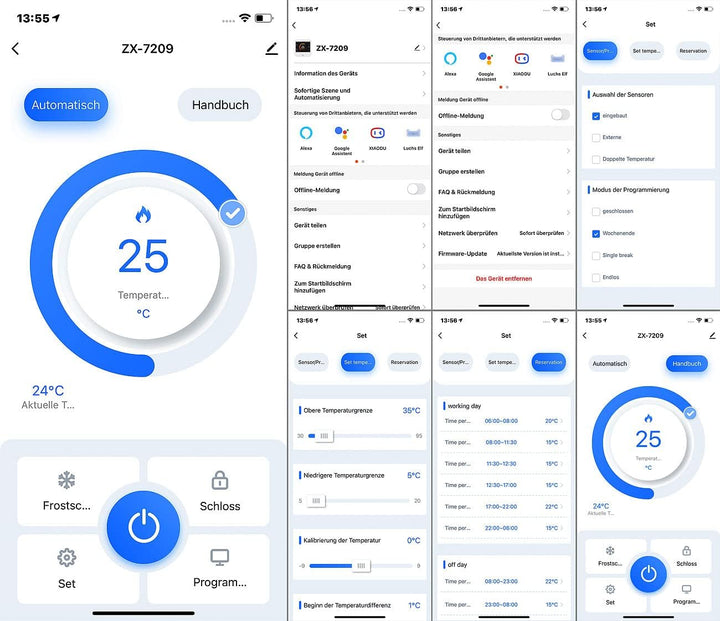 revolt Wireless Thermostat: 2er-Set WLAN-Thermostate für Fussbodenheizungen, Touchdisplay (Wandtherm