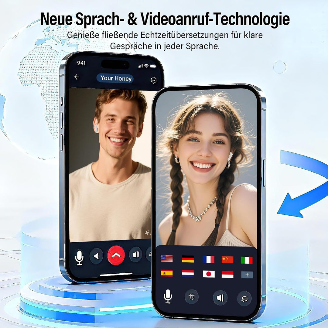 KI Übersetzer Kopfhörer, 3-in-1 Echtzeit Sprachübersetzer Kopfhörer 164 Sprachen mit ANC Mic &amp; App,