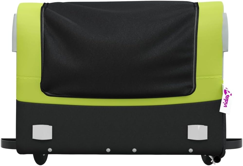 Mangloder Fahrradanhänger schwarz und grün robust aus Eisen mit Deichsel für Transport, Camping, Fam