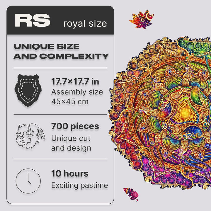 UNIDRAGON Original Holzpuzzle — Mandala Inexhaustible Abundance, 700 Teile, Royal Grösse 17.7x17.7 Z