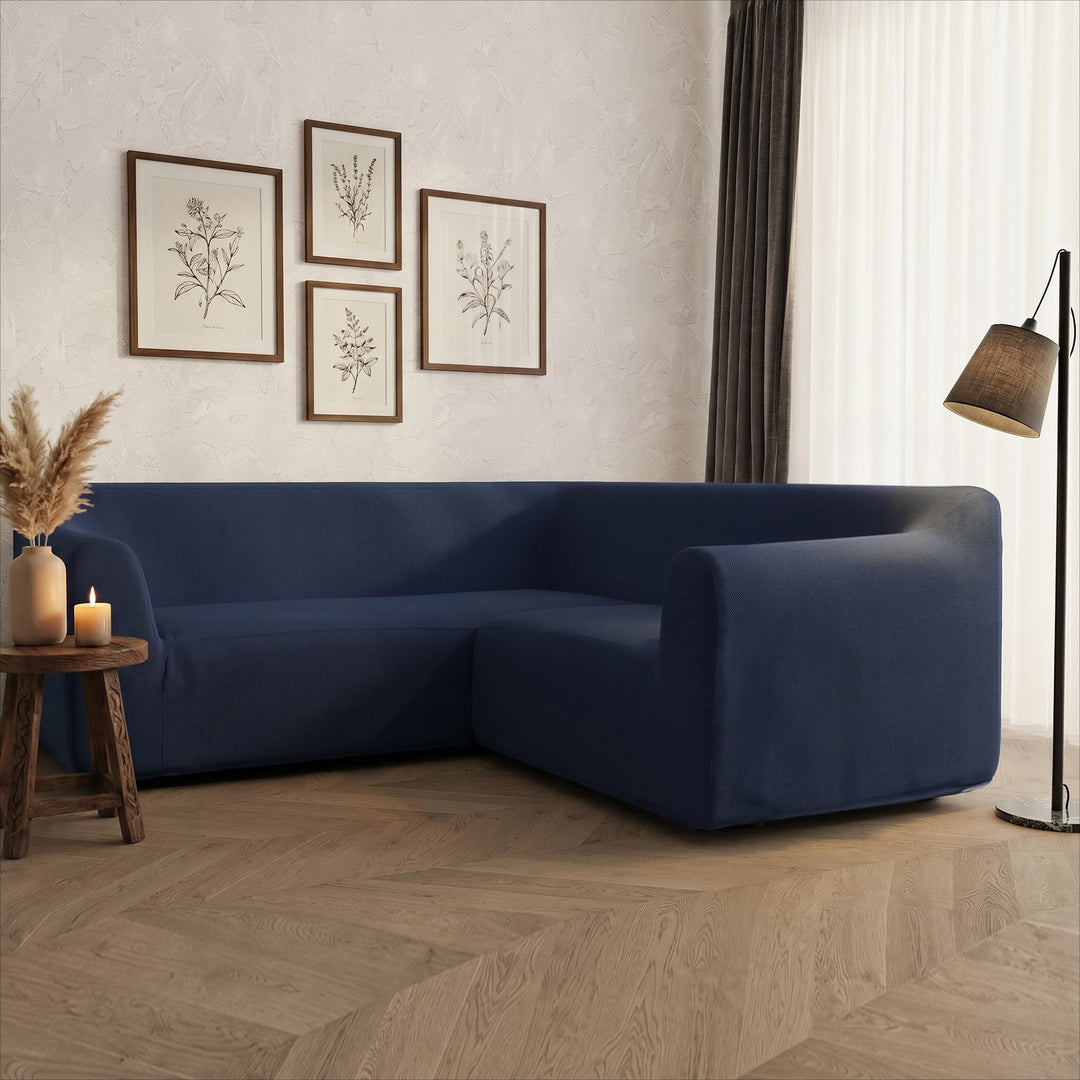 Italian Bed Linen Dehnbarer Spannbezug für Sofas Dahlia, 92% Polyester, 8% Elastometer, Dunkelblau,