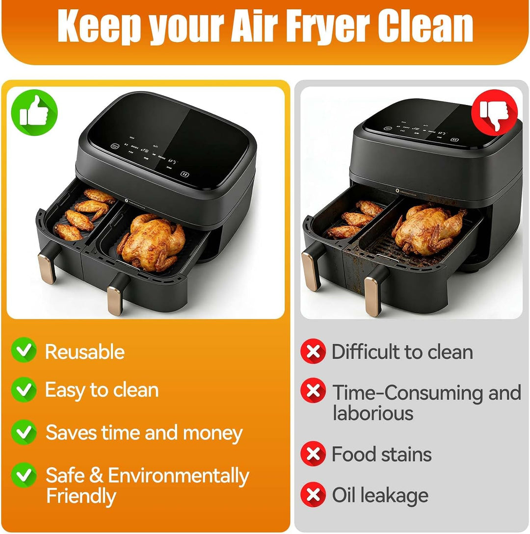 26 Stück Heissluftfritteuse Zubehör für Philips Dual Basket Airfryer 3000/5000 Serie 9L(6L/3L), Aus