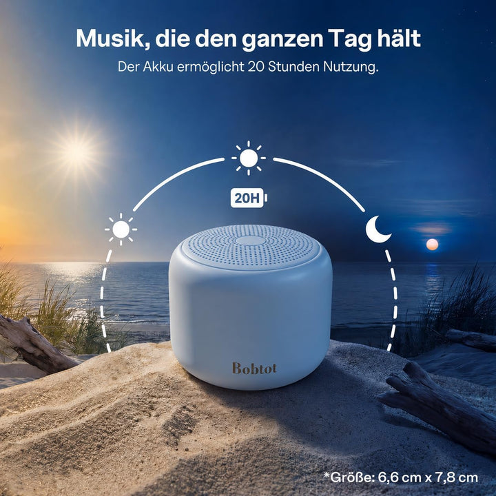 Bobtot Tragbarer Bluetooth-Lautsprecher, kabelloser wasserdichter Lautsprecher mit lautem Stereo-Sou