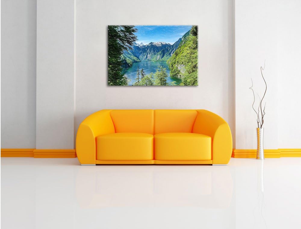 Pixxprint Blick auf den Königssee als Leinwandbild/Grösse: 100x70 / Wandbild/Kunstdruck/fertig bespa
