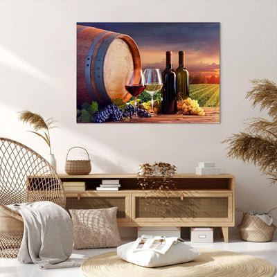 ARTTOR Bilder auf Leinwand 100x70cm Leinwandbild Wein Weinberg Sommer Gross Wanddeko Bild Schlafzimm