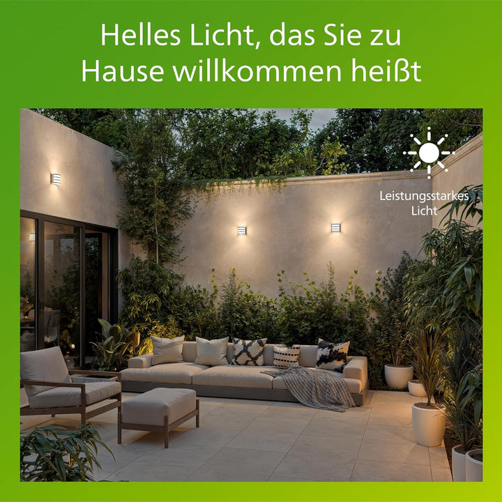 Philips myGarden LED Calgary Wandleuchte, 3W, Edelstahl ohne Bewegungsmelder, ohne Bewegungsmelder