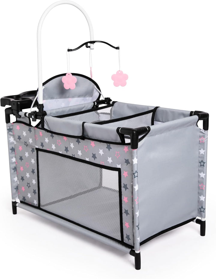 Bayer Design 62607AA Puppenbett mit Schrank, Sitz, Mobile, Ablage, Bettdecke, Kissen, Puppenzubehör