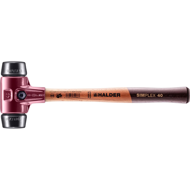 Simplex - Schonhammer, Gummikomposition; mit Tempergussgehäuse und hochwertigem Holzstiel | D=40 mm