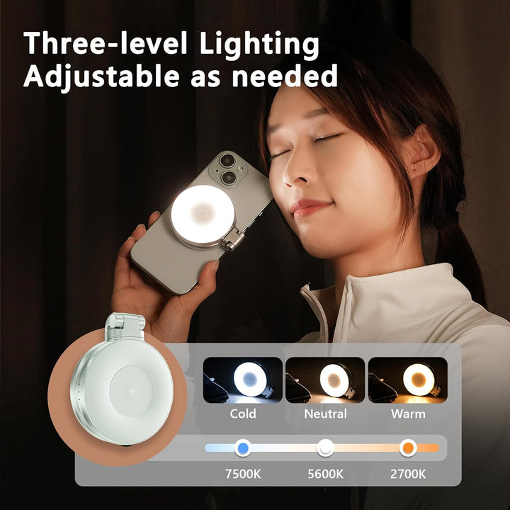 Magnetische Selfie-Licht, Magnetische Selfie Licht Kompatibel mit Magsafe, 360°LED Handy-Licht mit S