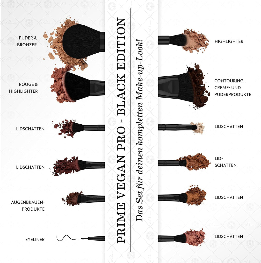 Make-up Pinselset Luvia, Prime Vegan Pro - Schwarz & Rosegold & Luvia Pinselseife Kosmetik - Essenti