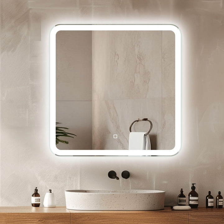Venti 60x60cm Badspiegel mit Beleuchtung, Badezimmerspiegel mit Beleuchtung, LED Badspiegel, Quadrat