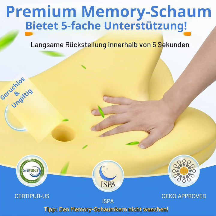 Ehomfory Nackenstützkissen Nackenkissen Kopfkissen Memory Foam Kissen, Ergonomisches Seitenschläferk