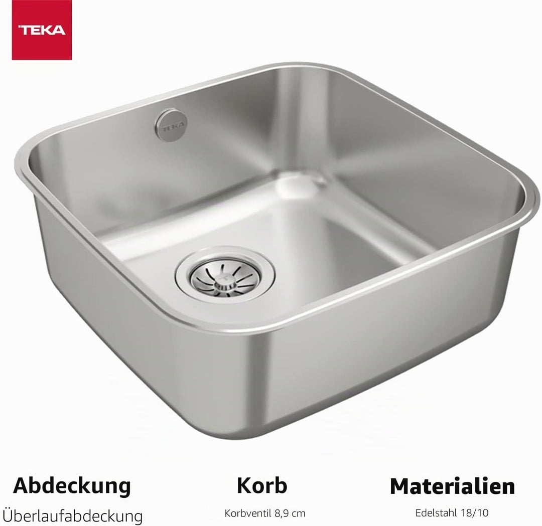 Teka BE 40.40 1C - Unterbauspüle, 1 Spüle unter der Arbeitsplatte, Küchenspüle 50 cm, Edelstahlspüle