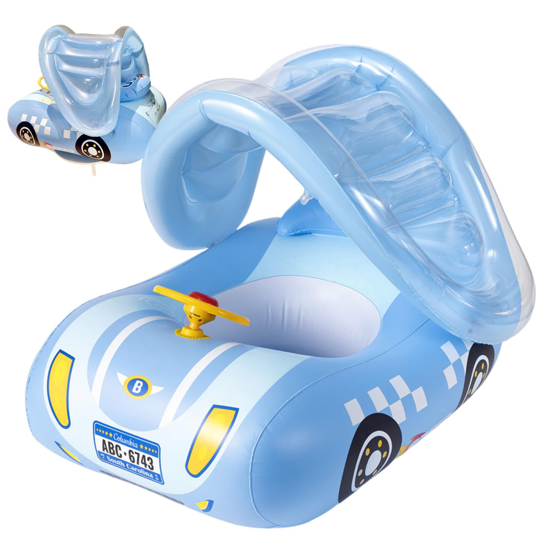 Babyschwimmer mit Baldachin, aufblasbare Autoform mit Sitz und Lenkrad, 1–6 Jahre