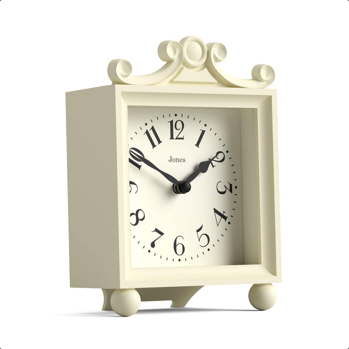 JONES CLOCKS® Parlour Kaminsims Uhr | Klassische Kutschenuhr | Creme | Elegantes quadratisches dekor