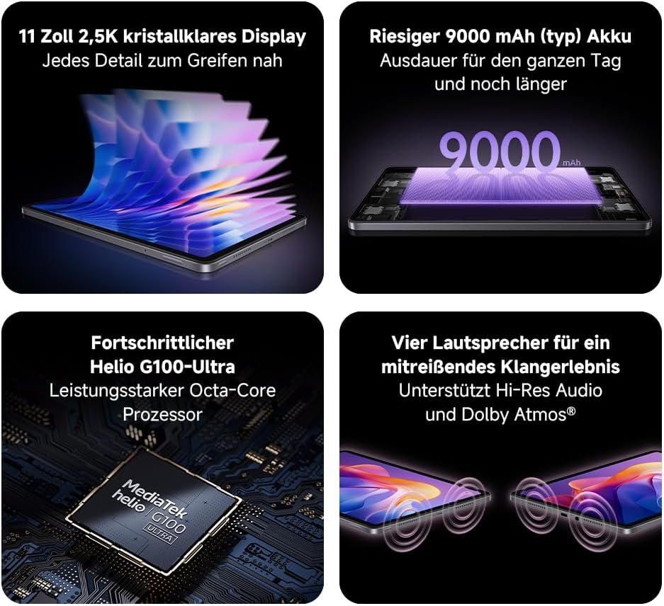 XIAOMI Redmi Pad 2, 8+256GB, Gray, 11" 2,5K kristallklares Display, Grosser 9000mAh Akku, Fortschrit