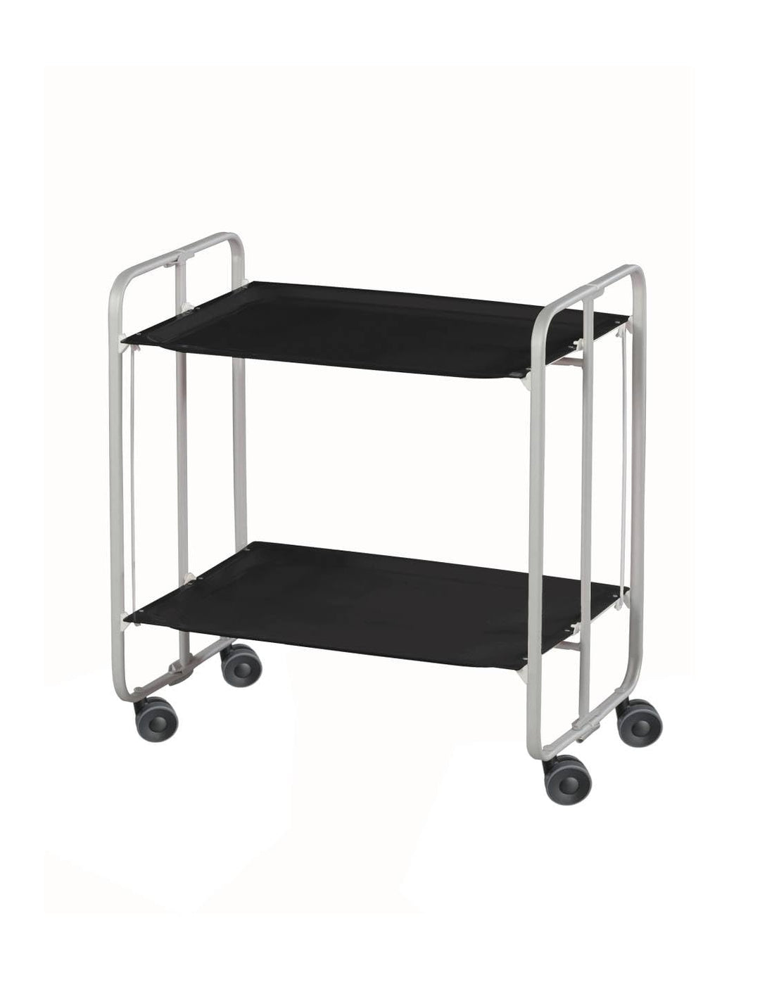 DON HIERRO - Servierwagen, klappbar, 2 Böden, grauem Rahmen. BAUHAUS-Schwarz, Schwarz