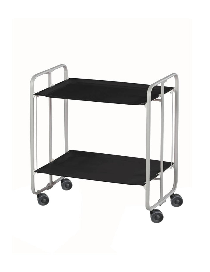 DON HIERRO - Servierwagen, klappbar, 2 Böden, grauem Rahmen. BAUHAUS-Schwarz, Schwarz