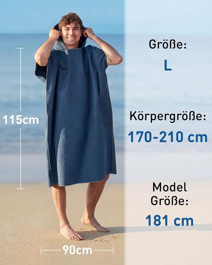 Fit-Flip Badeponcho aus Mikrofaser für Damen und Herren - schnelltrocknend, kompakt und Ultraleicht
