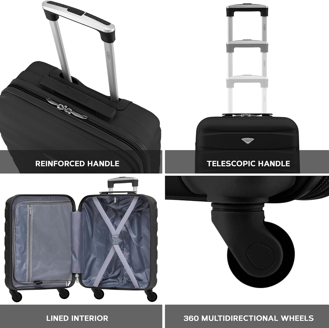 Flight Knight Leichte 4-Rad-ABS-Hartschalenkoffer Handgepack, zugelassen fur uber 35 Fluggesellschaf
