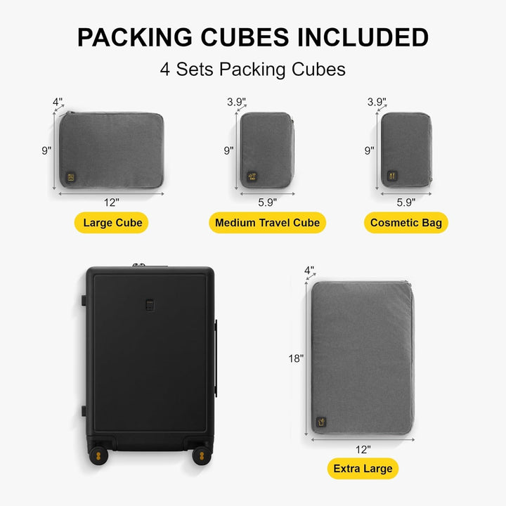 LEVEL8 Koffer Trolleys handgepäck Leichtgewicht 100% PC mit Organizer Set 4-teilig TSA Zahlenschloss