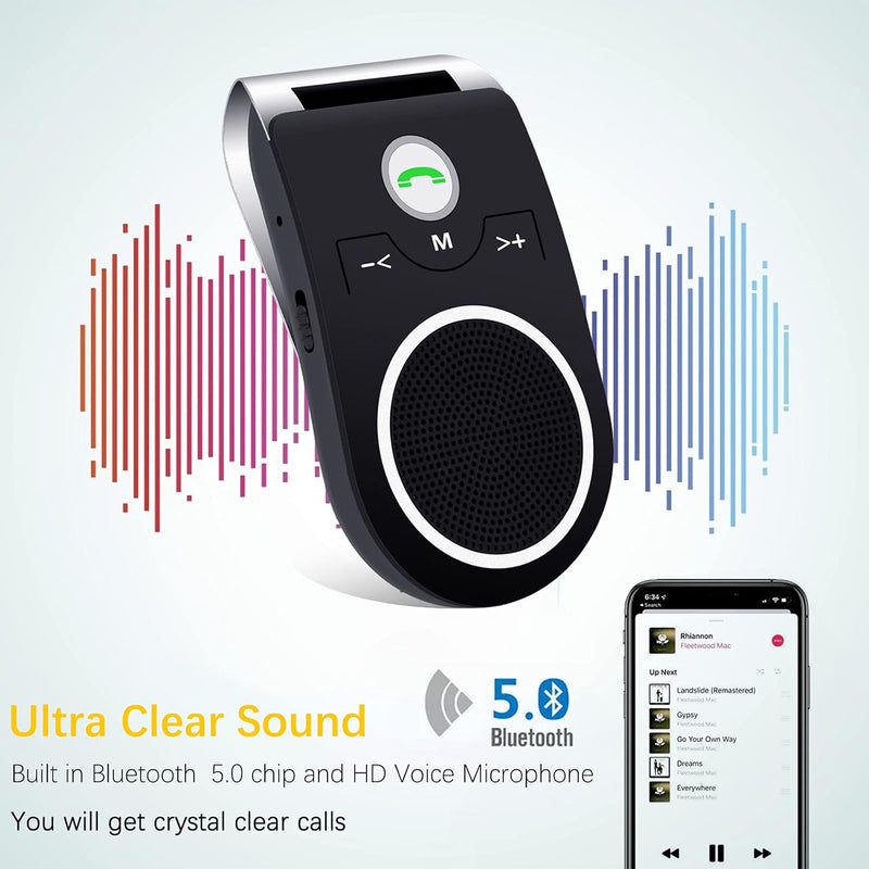 Bluetooth KFZ Freisprecheinrichtung, Bluetooth 5.0 In Car Speakerphone Handsfree Car Kit mit Geräusc