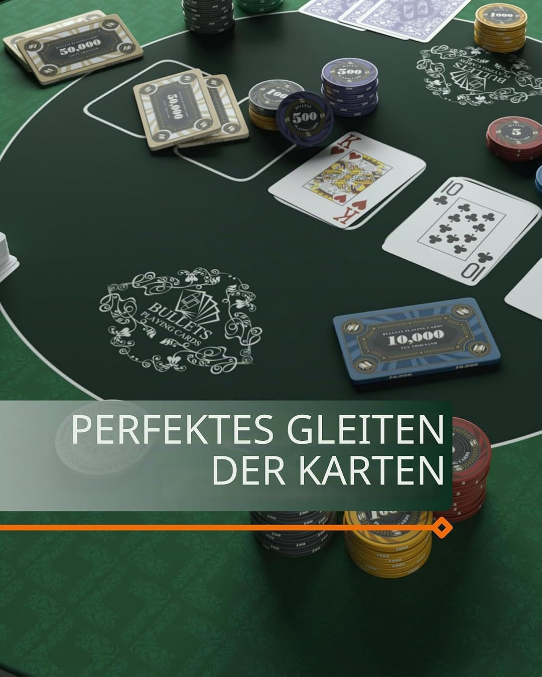 Bullets Playing Cards Profi Pokermatte grün in 100 x 60cm eigenen – Pokertisch - Deluxe Pokertuch Ti