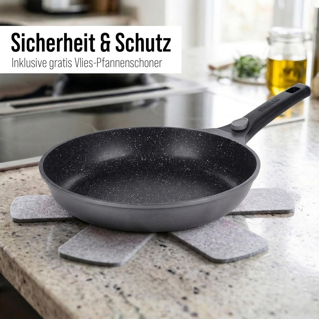 STONELINE SMART Bratpfanne 28 cm, Grosse Pfanne Aluguss, Abnehmbarem Griff, Induktion, Alle Herdarte
