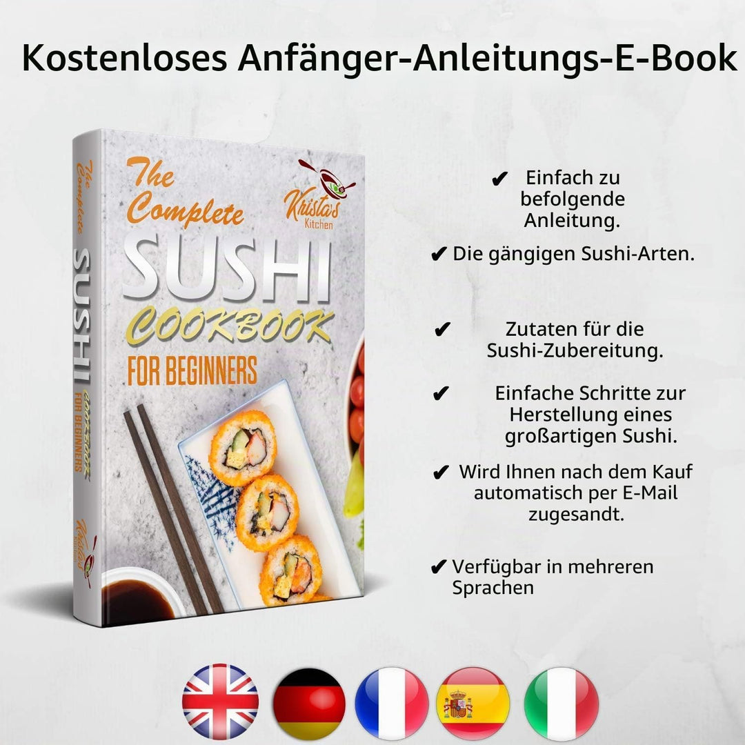 Sushi Set 14-teilig - Bambus Sushi Maker Kit Rollmatte für Anfänger - 2 Matten, 3 Paar Essstäbchen m