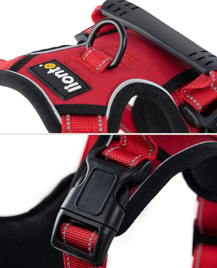 lionto Hundegeschirr gepolstert aus weichem Nylon, Grösse S, reflektierendes Anti Zug Geschirr für H