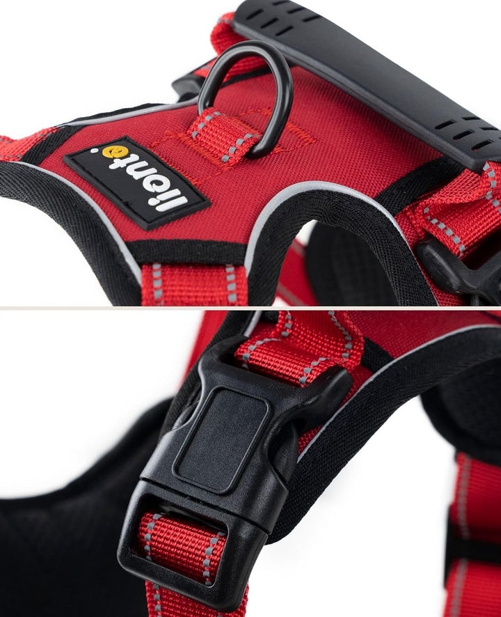 lionto Hundegeschirr gepolstert aus weichem Nylon, Grösse XL, reflektierendes Anti Zug Geschirr für