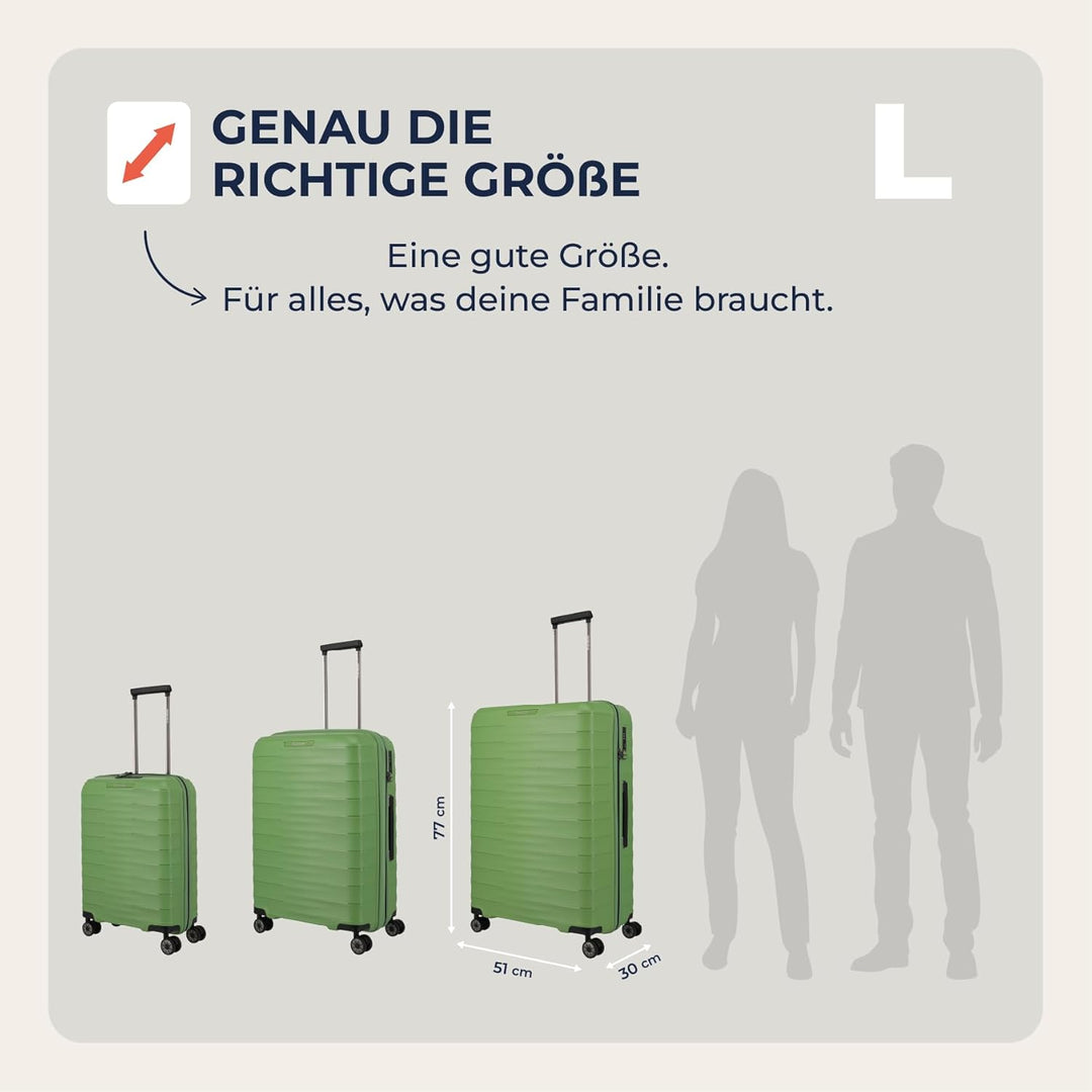Travelite Koffer gross, MOOBY L, Kratzfeste Hartschale, mit recyceltem Material, 77 cm, 106 l, 3,7 k