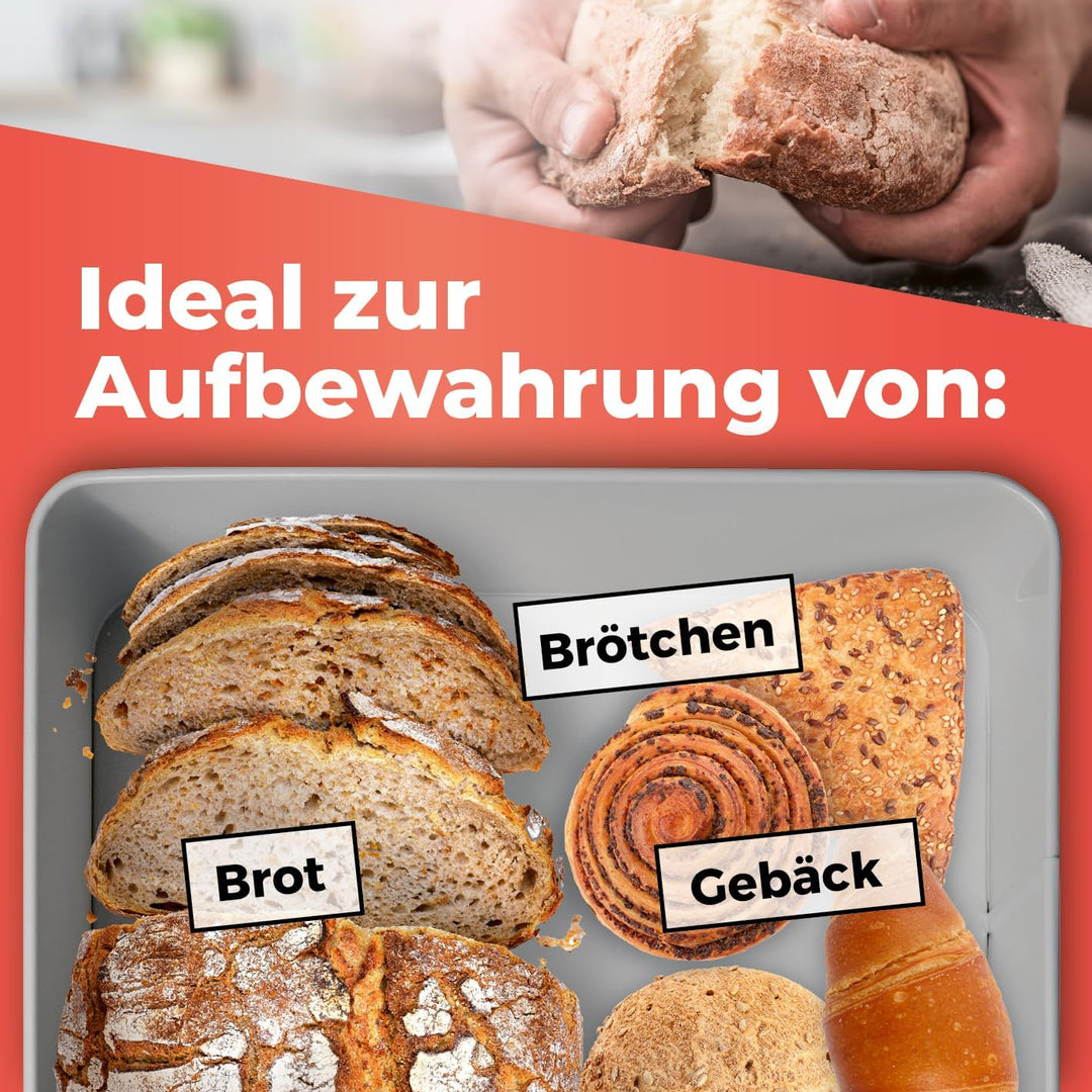Lumaland Cuisine Brotkasten | Brotdose aus Metall mit Bambus Deckel | Brotbox rechteckig 30,5 x 23,5