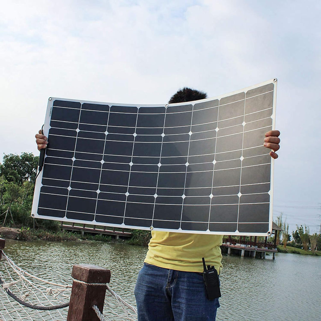 100W 12V Solarpanel Kit Flexible Monokristalline Solarpanel mit 10A Solarladeregler und 3m Solarkabe