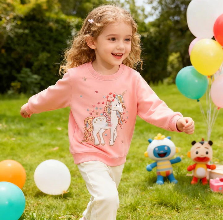 Sweatshirt Mädchen Pullover für Kinder Süss Cartoon Sweater Mädchen Langarmshirts aus Baumwolle Alte