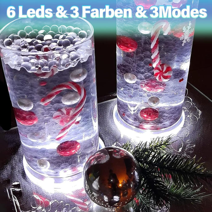MEDOYOH 8er-Set Kühle Weiss LED Untersetzer für Getränke, ON/Off Wasserdicht Rund Untersetzer Acryl