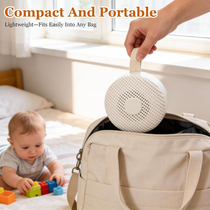 White Noise Machine, Tragbare Soundmaschine mit 24 Beruhigende Geräuschen, 4-Timer & Memory-Funktion