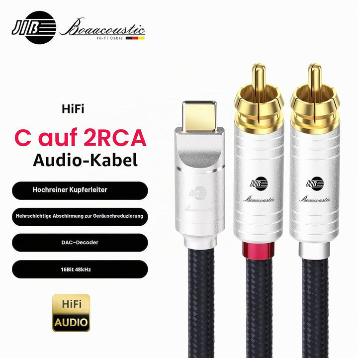 JIB Audiophile USB C auf Cinch Audio Kabel,Type C auf 2 RCA Stereo Adapterkabel kompatibel mit HUAWE