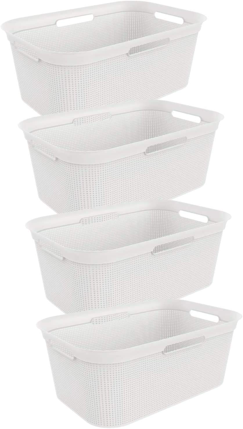 Rotho Brisen 4er-Set Wäschekorb 40l, Kunststoff (PP) BPA-frei, weiss, 4 x 40l, Weiss