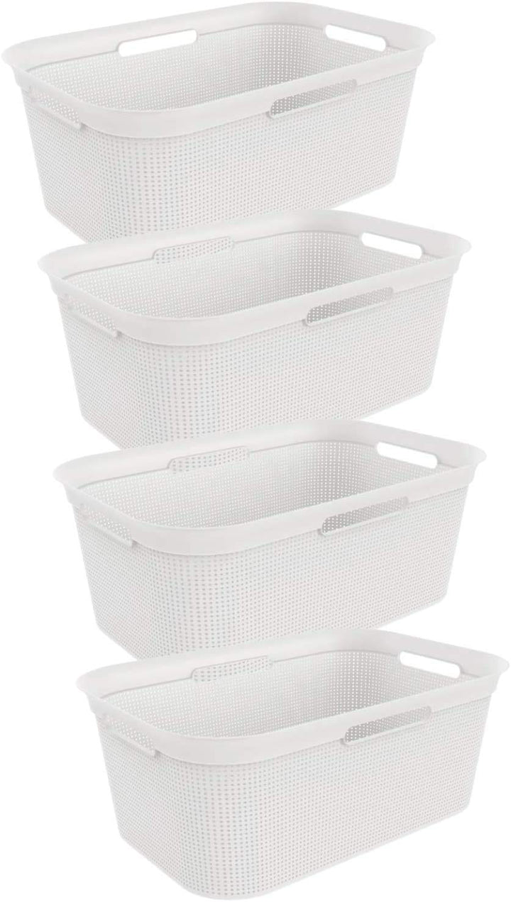 Rotho Brisen 4er-Set Wäschekorb 40l, Kunststoff (PP) BPA-frei, weiss, 4 x 40l, Weiss