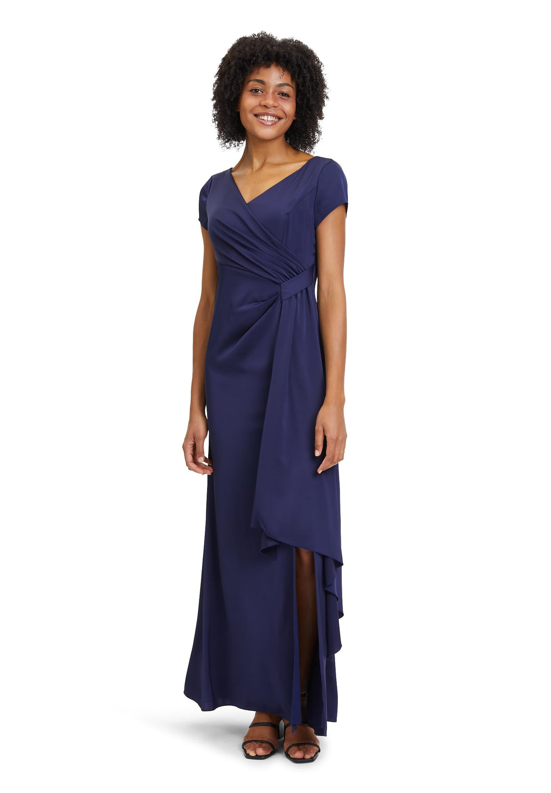 Vera Mont Damen Abendkleid mit Volant 40 Blau, 40 Blau