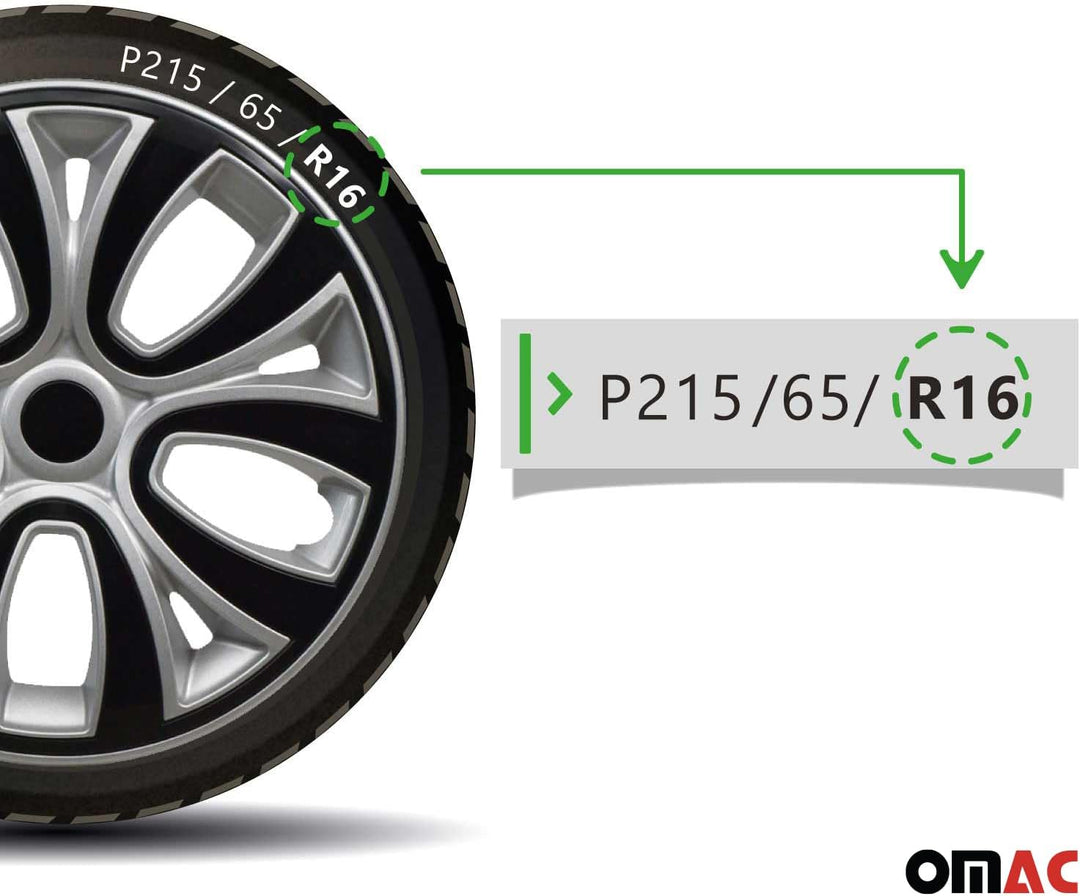 OMAC Radkappen Radblenden Radzierblenden Set 16" Zoll Kompatibel mit Auto KFZ PKW ABS | Radzierblend