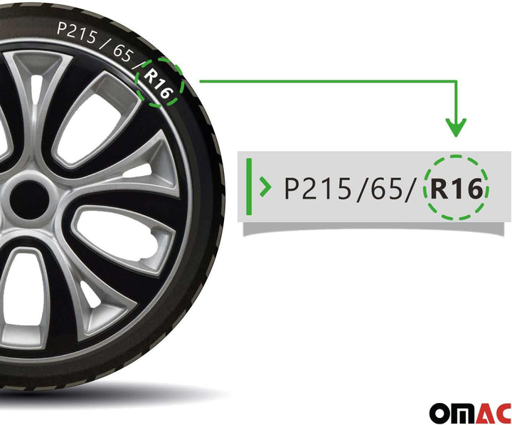 OMAC Radkappen Radblenden Radzierblenden Set 16" Zoll Kompatibel mit Auto KFZ PKW ABS | Radzierblend